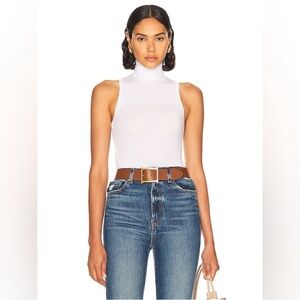 Helsa White Sleeveless Turtleneck tank